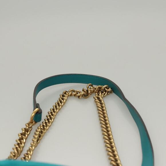 GUCCI GG Marmont Chain Shoulder Bag Velor Turquoise Blue Gold - Picture 8 of 16